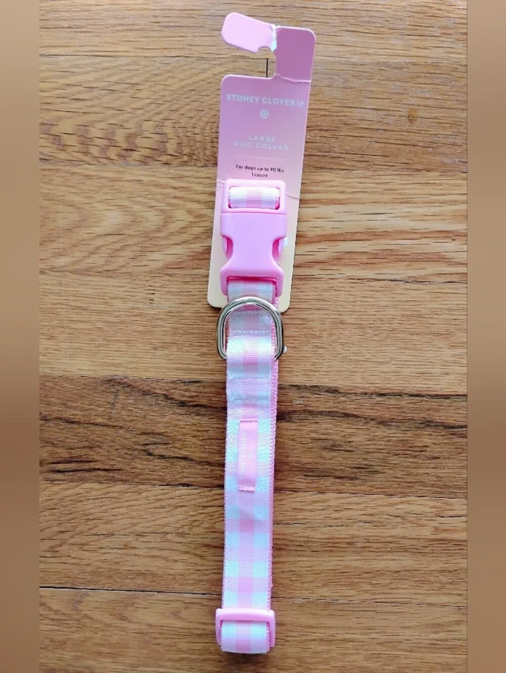 NWT (MSRP $10) Stoney Clover Lane x Target Pink Gingham Large Dog Collar #1 prep